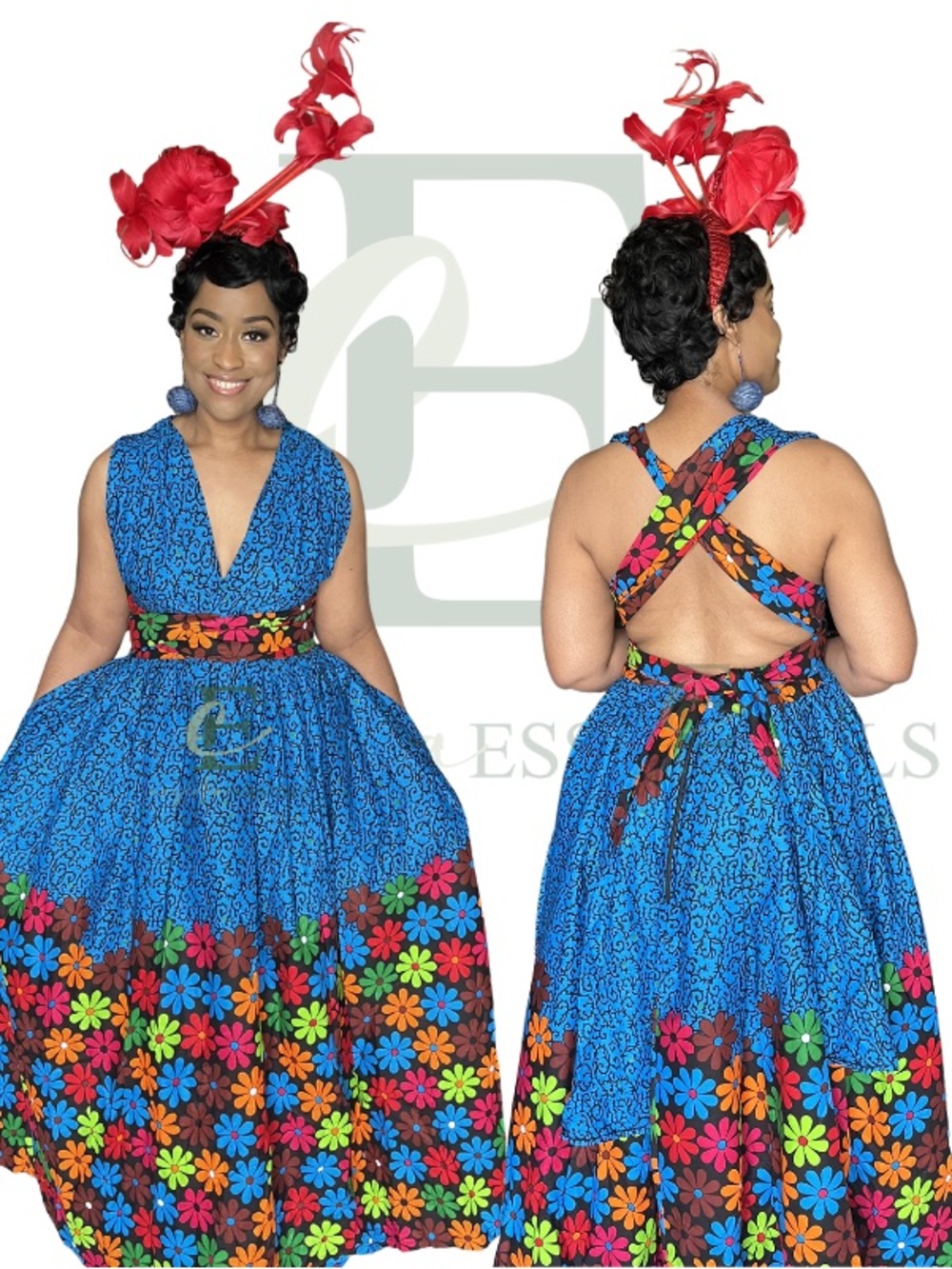Blue Ankara Infinity Gown | One Size (M–XL)